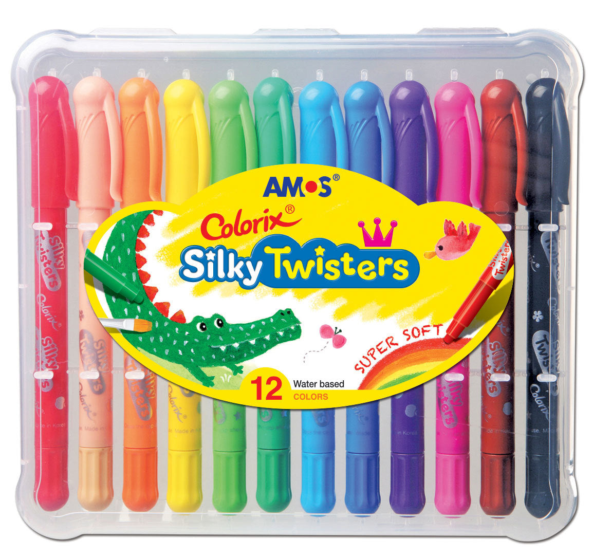 Amos - SILKY TWISTERS CRAYONS PASTEL WATERCOLOUR 12 PACK